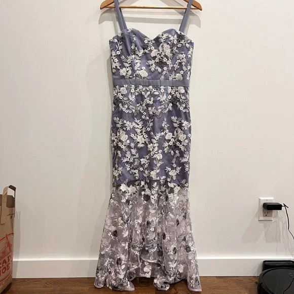 Chi Chi London | Dresses | Nwt Chi Chi London Womens Peplum Embroidered Lace  Blue Maxi Dress Size 4 | Poshmark